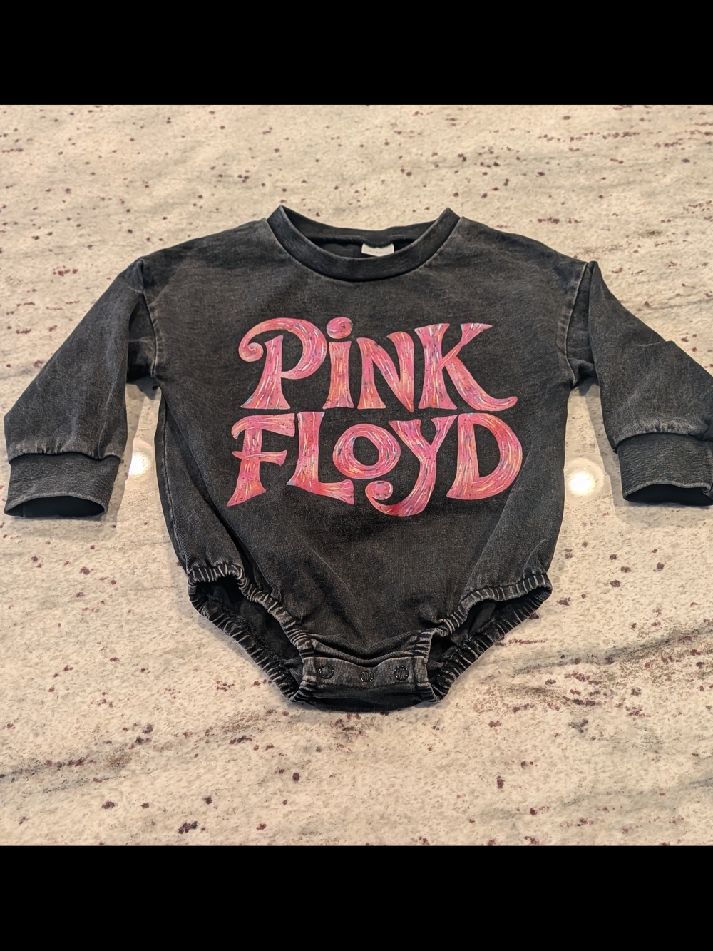 Pink Floyd Black Baby Bodysuit with Pink Logo
